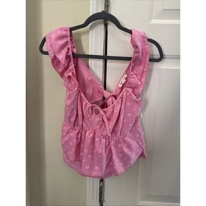 Moa Moa Womens  Y2K Ruched Babydoll Floral Top‎ Size M Coquette Fairy Romantic